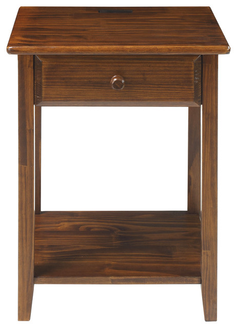 Night Owl Night Stand With 4 Usb Ports Warm Brown Contemporary Nightstands And Bedside Tables By Virventures