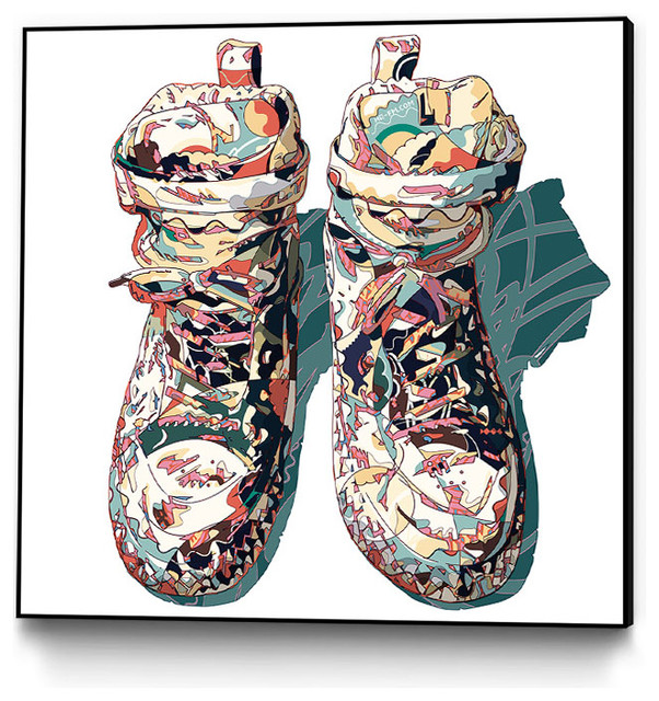catch a cold Barcelona cascade Sneaker Art block Framed Canvas - Contemporary - Prints And Posters - by  Giant Art | Houzz