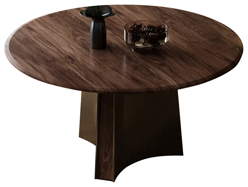 59" Round Dining Table, Walnut Transitional Dining Tables by