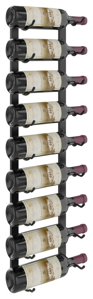 W Series Wine Rack 3 Wall Mounted Metal Bottle Storage, Matte Black, 9 Bottles