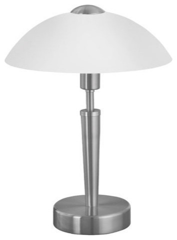 1x60W Table Lamp w/ Matte Nickel Finish & Frosted Opal  Glass