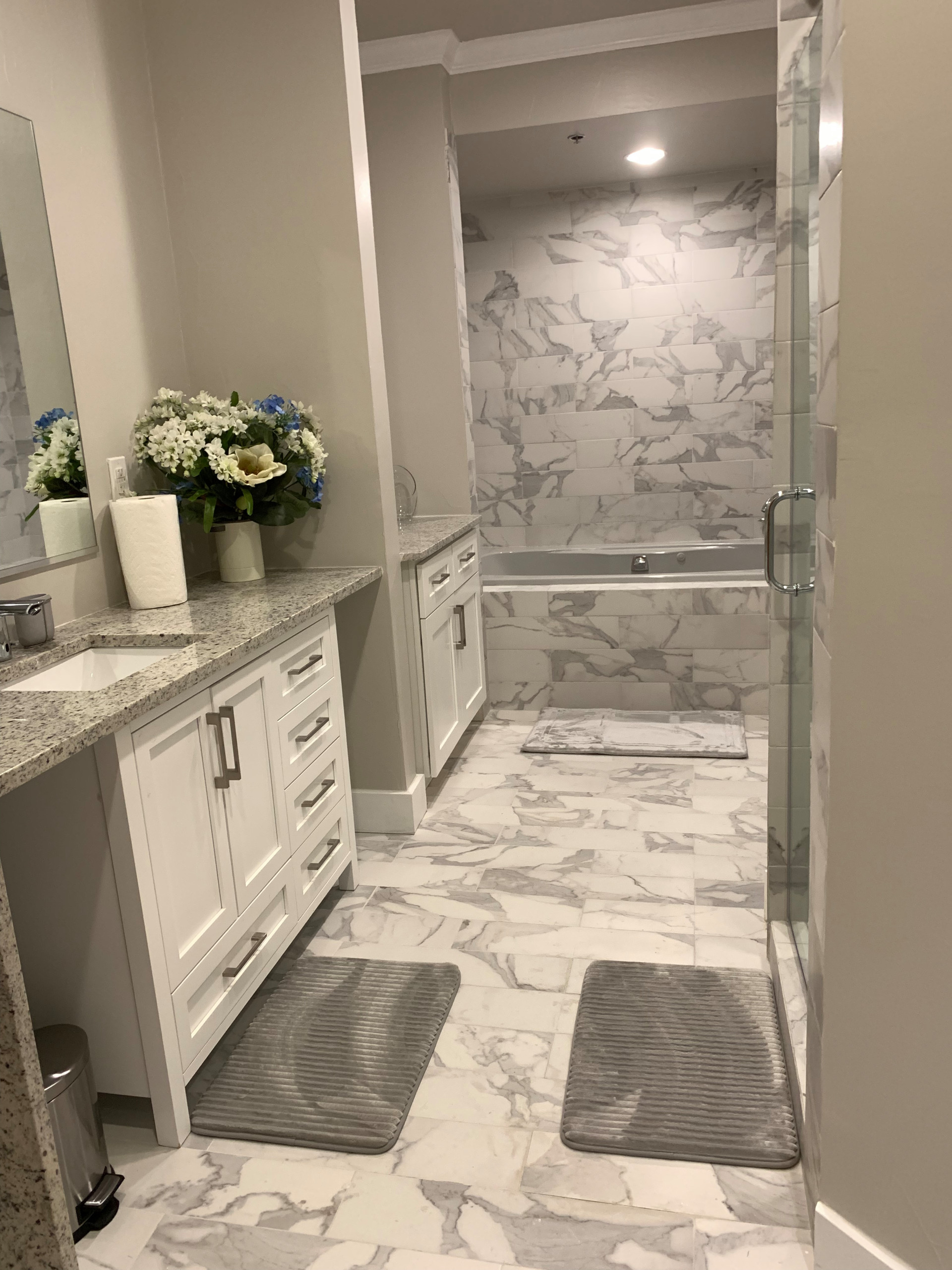 Grey white bathroom