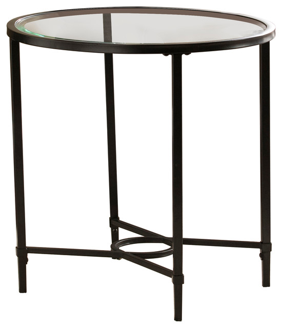 Berton Metal Glass Oval Side Table Black