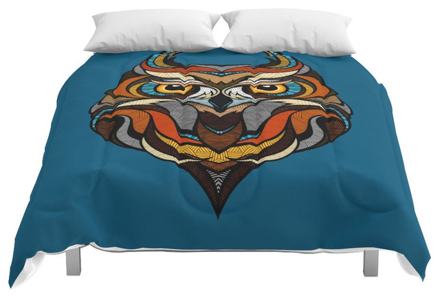 Society6 Oldschool Owl Comforter Contemporary Comforters And