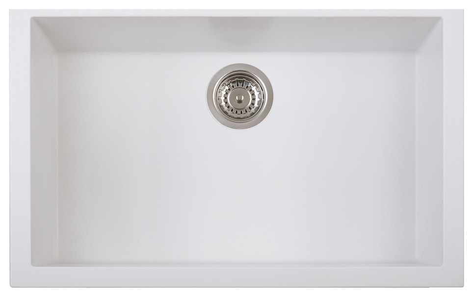 ONE Series 30" Undermount Single-Bowl Granite Sink in Milk White