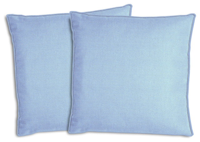 Michelangelo Outdoor Throw Pillows, Set of 2, Powder Blue, 18"x18"