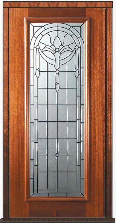 Prehung Single Door 80 Wood Mahogany Palacio Full Lite Glass