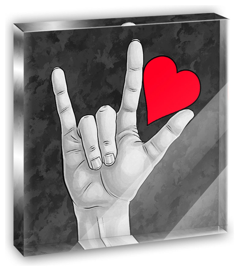 I Love You Sign Language Mini Desk Plaque and Paperweight