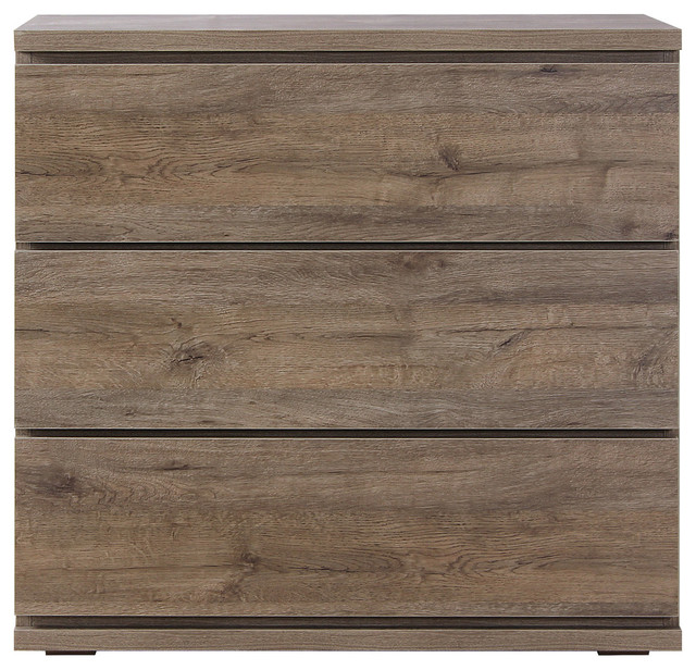 Scandi Oak Bedside Table, 3 Drawers