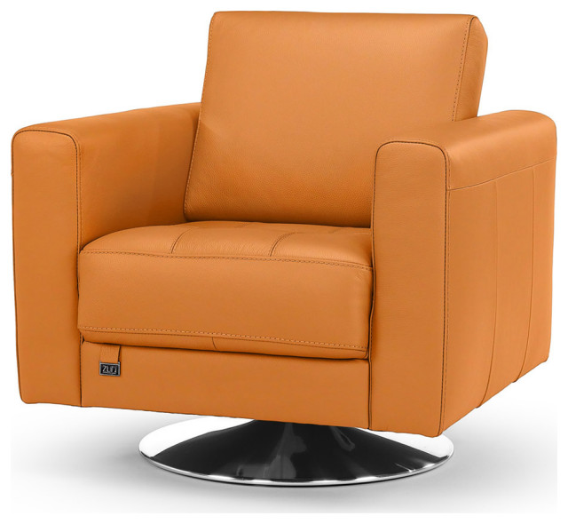 Laurent Orange Swivel Chair with Top Grain Leather