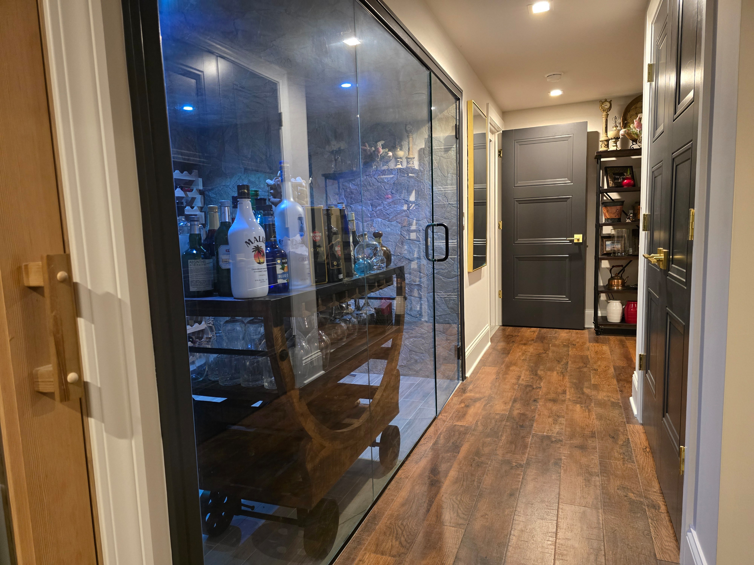 Full Basement renovation with exercise room, wine cellar, TV room and Sauna