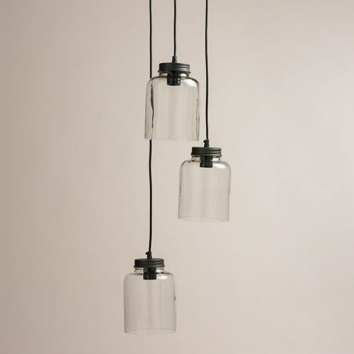 3-Jar Glass Hanging Pendant Lamp