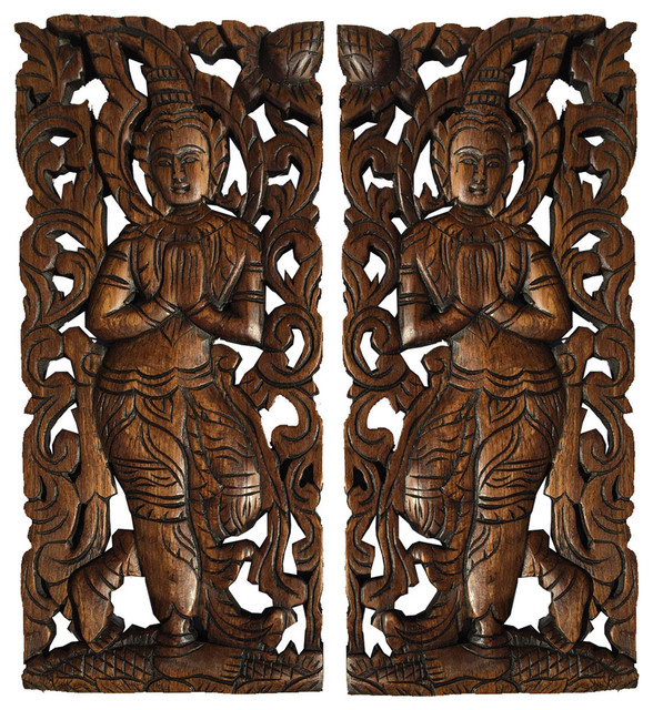Traditional Thai Sawaddee Wall Sculpture Carved Wood Art Welcome Sign Asian Accents By Asiana Home Decor - Carved Wood Wall Plaques Traditional Thai Sawaddee Wall Sculpture Carved Wood Art Welcome Sign Asian Accents By Asiana Home Decor - Carved Wood Wall Plaques