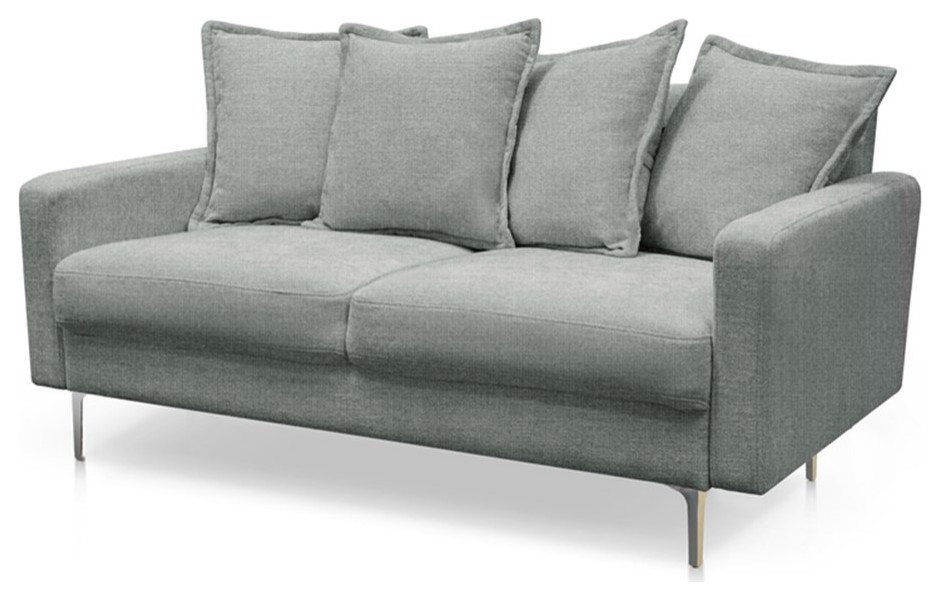 Pemberly Row Contemporary 58" Square Arm Fabric Loveseat in Gray