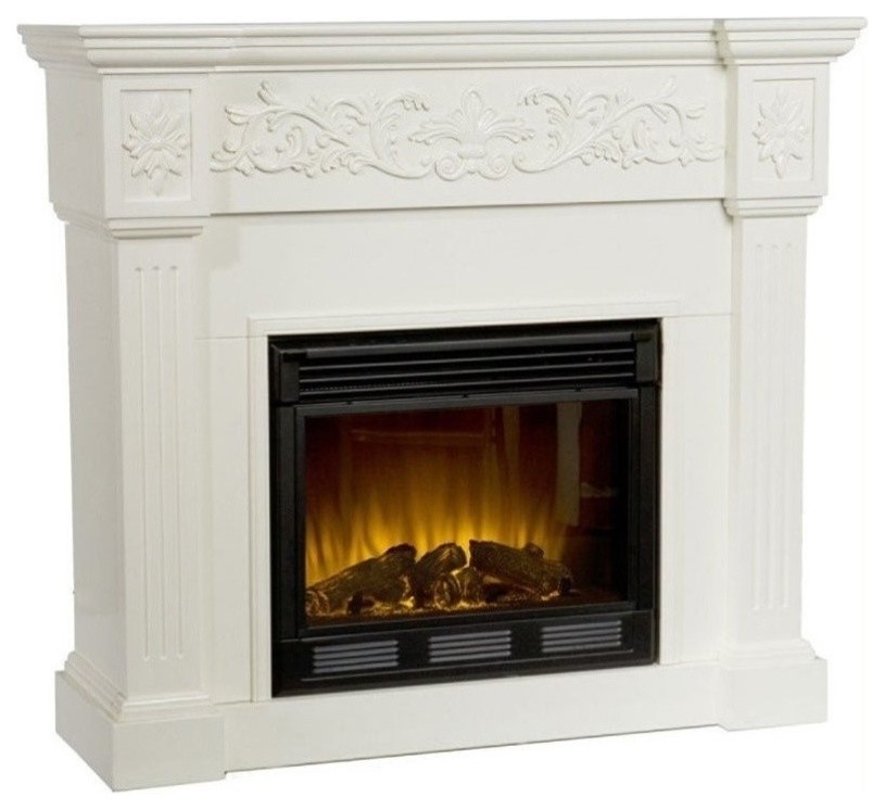 Pemberly Row Electric Fireplace in Ivory