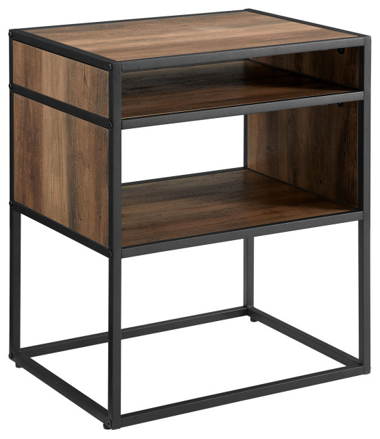 Industrial Modern Side Table, Reclaimed Barnwood Industrial Side