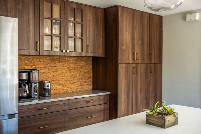 Sage green kitchen cabinets with walnut wood countertop on Craiyon