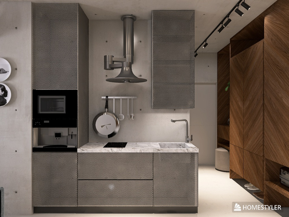 Однокомнатная квартира в стиле Industrial для режиссера с большим псом