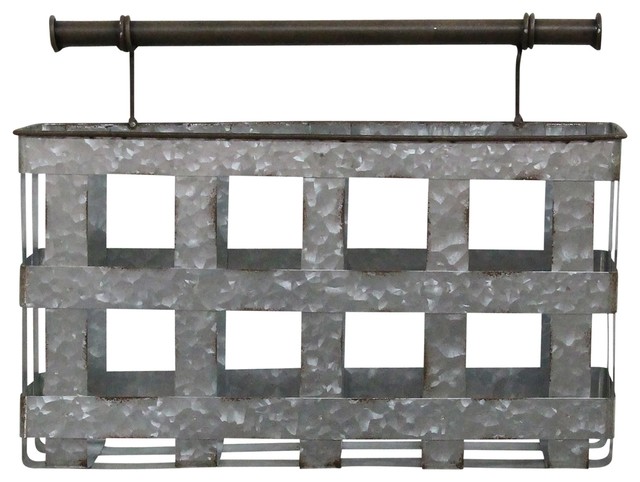 Stratton Home Decor Galvanized Metal Wall Basket Farmhouse Baskets By Houzz - Galvanized Metal Home Decor