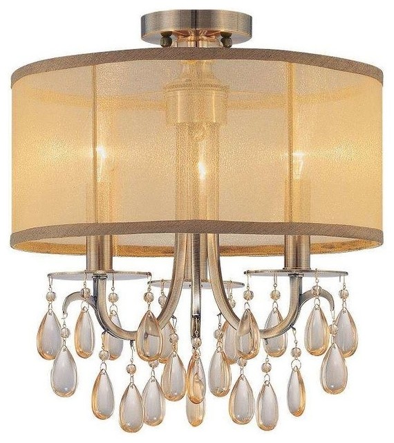 Crystorama Lighting Antique Brass Semi-Flush Mount ...