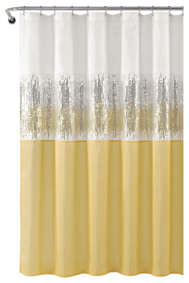 Night Sky Shower Curtain, 72"x72", Yellow/White
