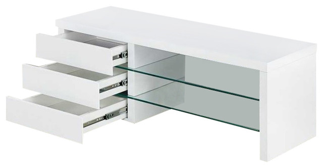 Samba White High Gloss Modern Glass Shelves TV Stand