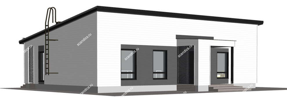 Фасад финского дома с односкатной крышей