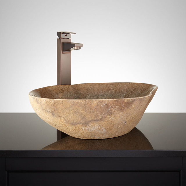 Muscari Natural River Stone Vessel Sink