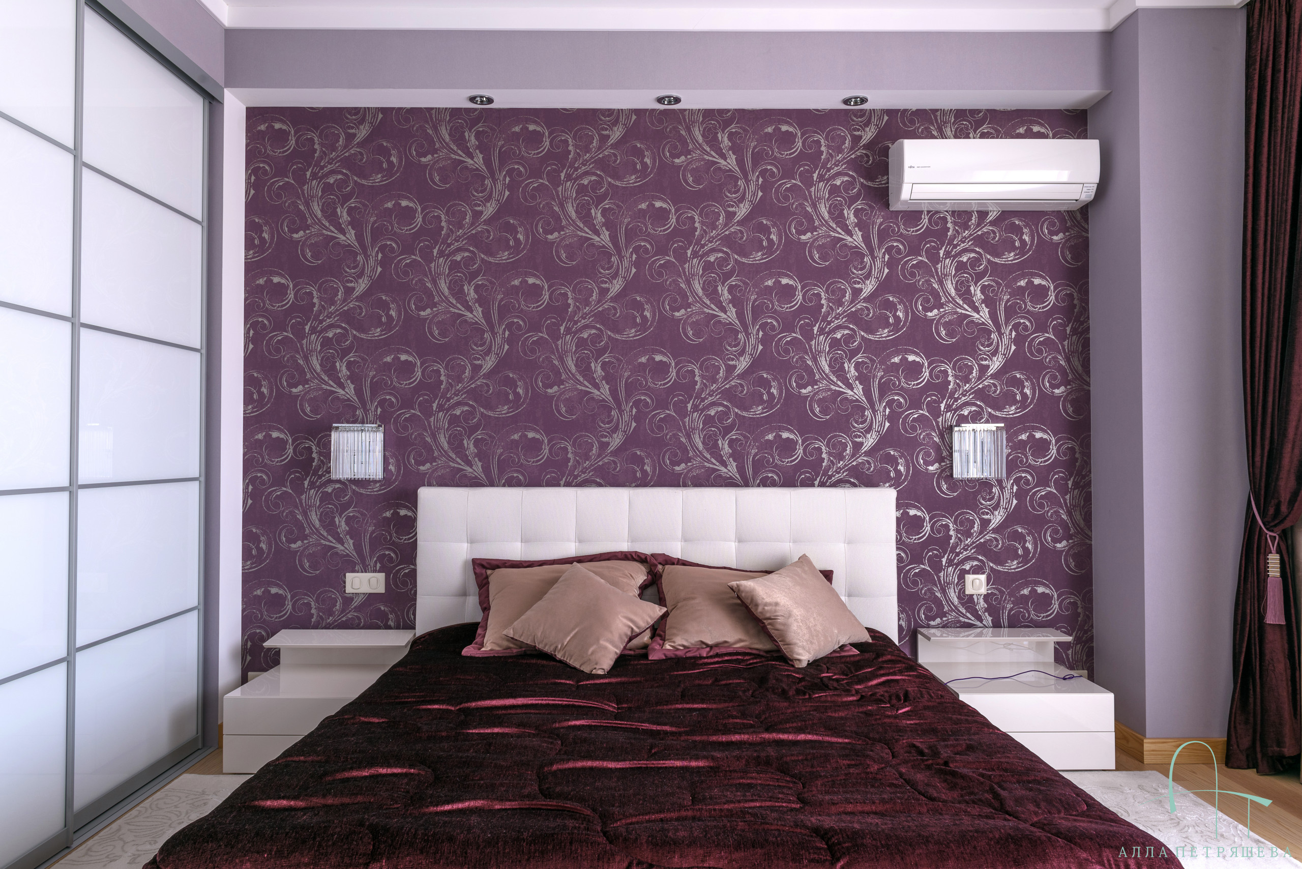 75 Wallpaper Ceiling Bedroom With Purple Walls Ideas You Ll Love May 22 Houzz
