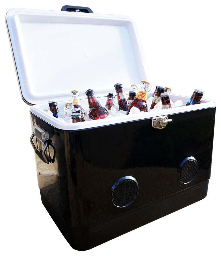 54QT Black Party Cooler with Bluetooth Speakers