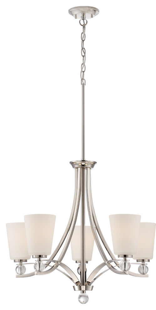 Connie 5 Light Chandelier With Satin White Glass