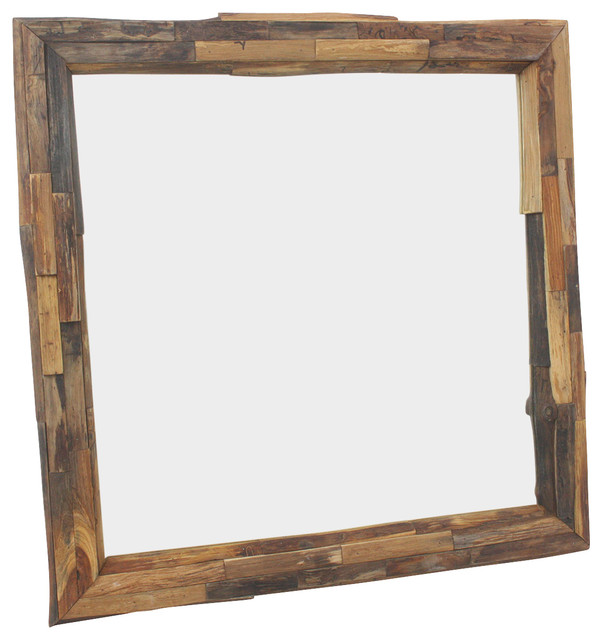 Natural Edge Wall Mirror, Teak Bathroom Mirrors Other by Haussmann Inc.