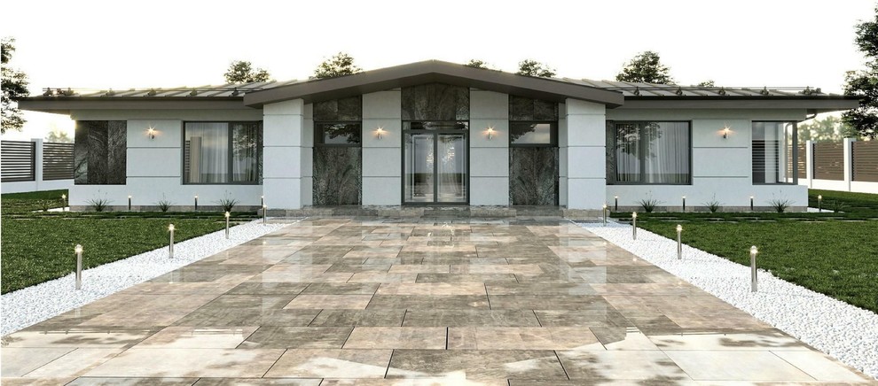 Современный одноэтажный дом с патио