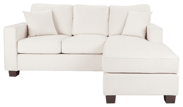 Russell Sectional With Pillows and Coffeeed Legs, Ivory