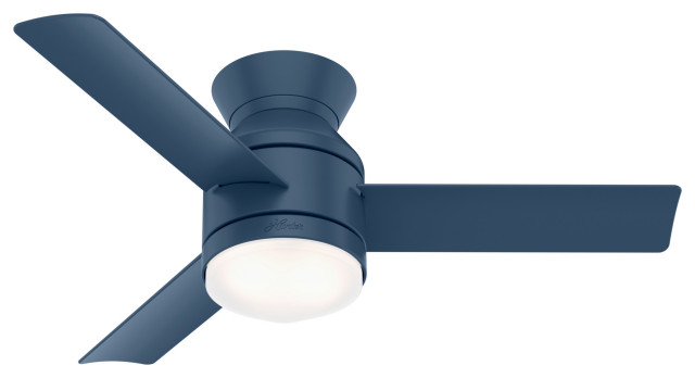 Hunter 44 Dublin Ceiling Fan Indigo Blue With Led Light And Handheld Remote Transitional Fans By Company Houzz - Hunter Ceiling Fan Light Covers