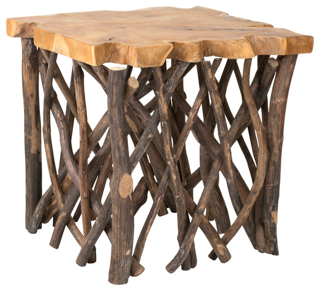 East at Main Pope Brown Square Teakwood Accent Table