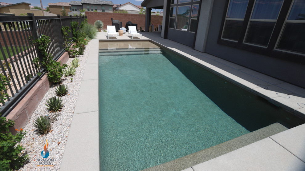 Inspiration for a mid-sized backyard pool remodel in Las Vegas