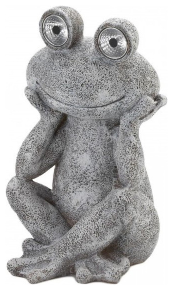 Frog Garden Statue With Solar LightUp Eyes Contemporary Garden Statues And Yard Art by