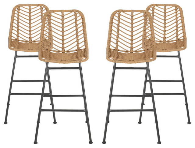 Angela Outdoor Wicker Barstools Set Of 4 Tropical Bar Stools And Counter By Gdfstudio Houzz Angela Outdoor Wicker Barstools Set Of, Outdoor Wicker Bar Stools Set Of 4