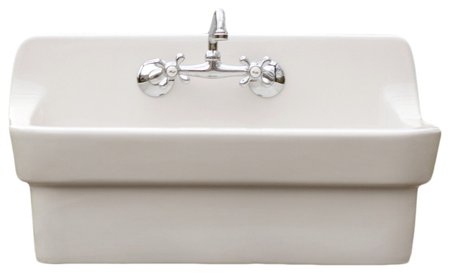 White Vintage Style High Back Farm Sink American Standard Apron Utility Sink