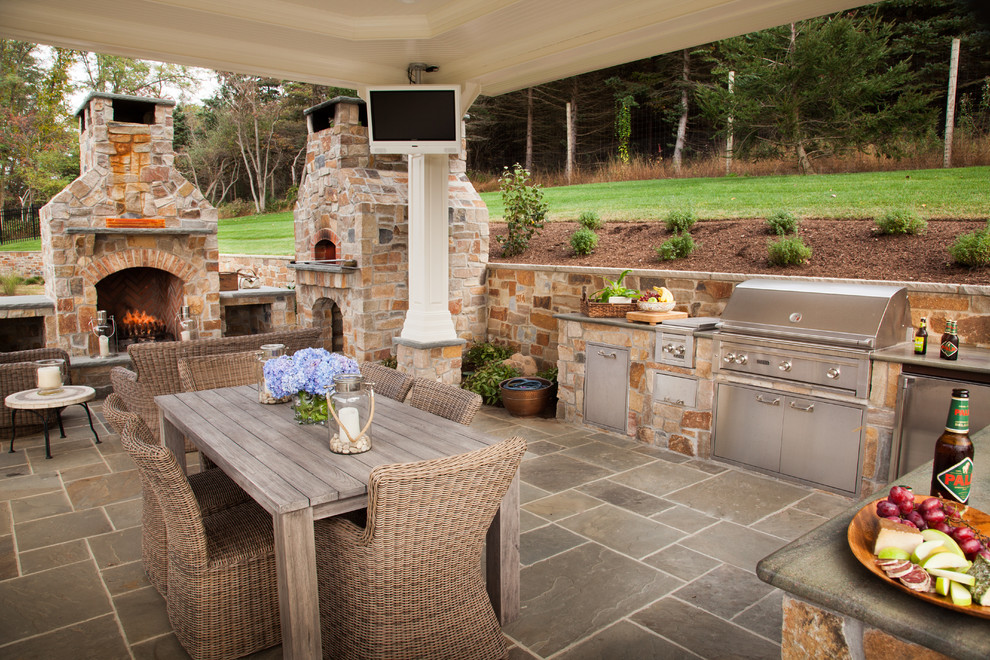 Design ideas for a traditional patio in Other with an outdoor kitchen.