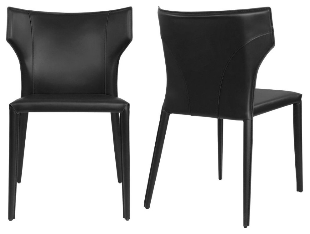 Elite Living Adoro, Set of 2, Wingback Stackable Dining Chair Midcentury Dining Chairs by