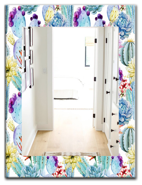 Designart Blossoming Cactus Tropical Flower Bohemian Frameless Vanity Mirror Southwestern Bathroom Mirrors By Design Art Usa