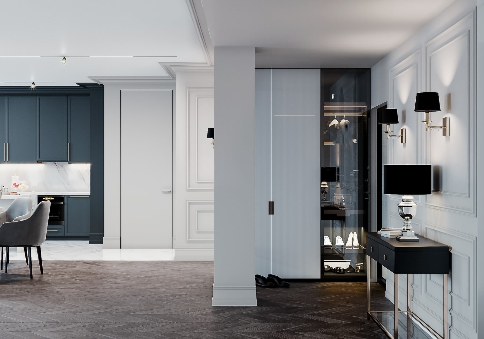 Светлая квартира в стиле неоклассика