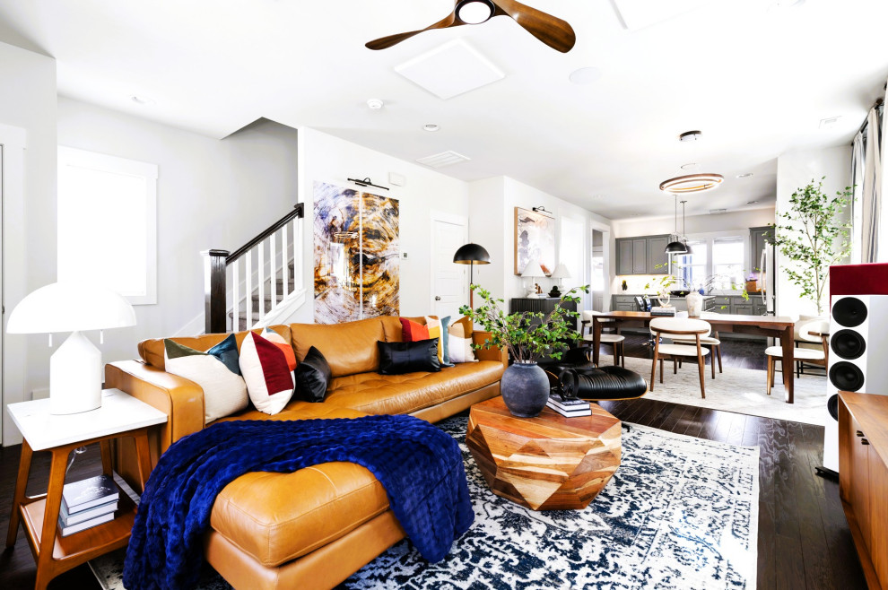 Eclectic Midcentury Living Room & Dining Area – Hillsborough, NC