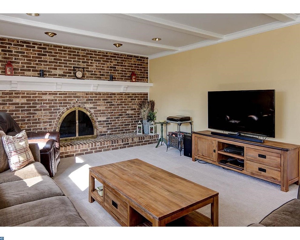 Ideas for full brick wall with fireplace