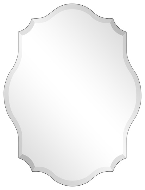 Frameless Beveled Oblong Scalloped Wall Mirror 1 Edge 30 X40