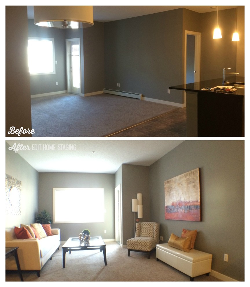 Transitional home design photo in Calgary