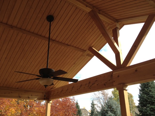 Open Porch With Can Lights Ceiling Fan Traditional