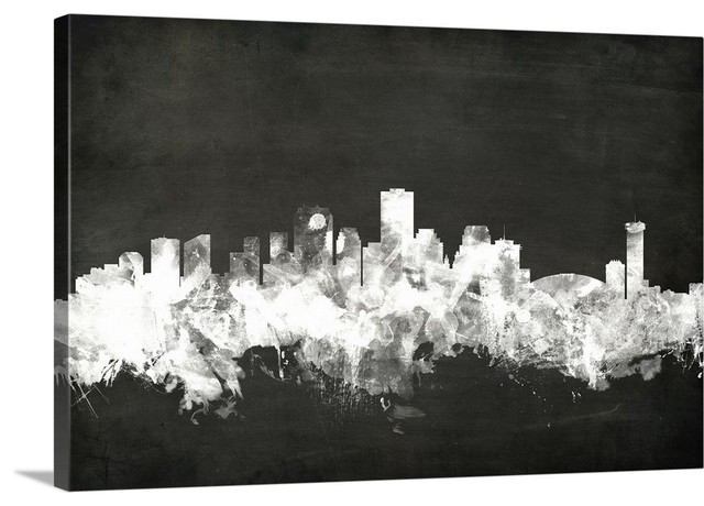 New Orleans Skyline Bw Wrapped Canvas Art Print Contemporary